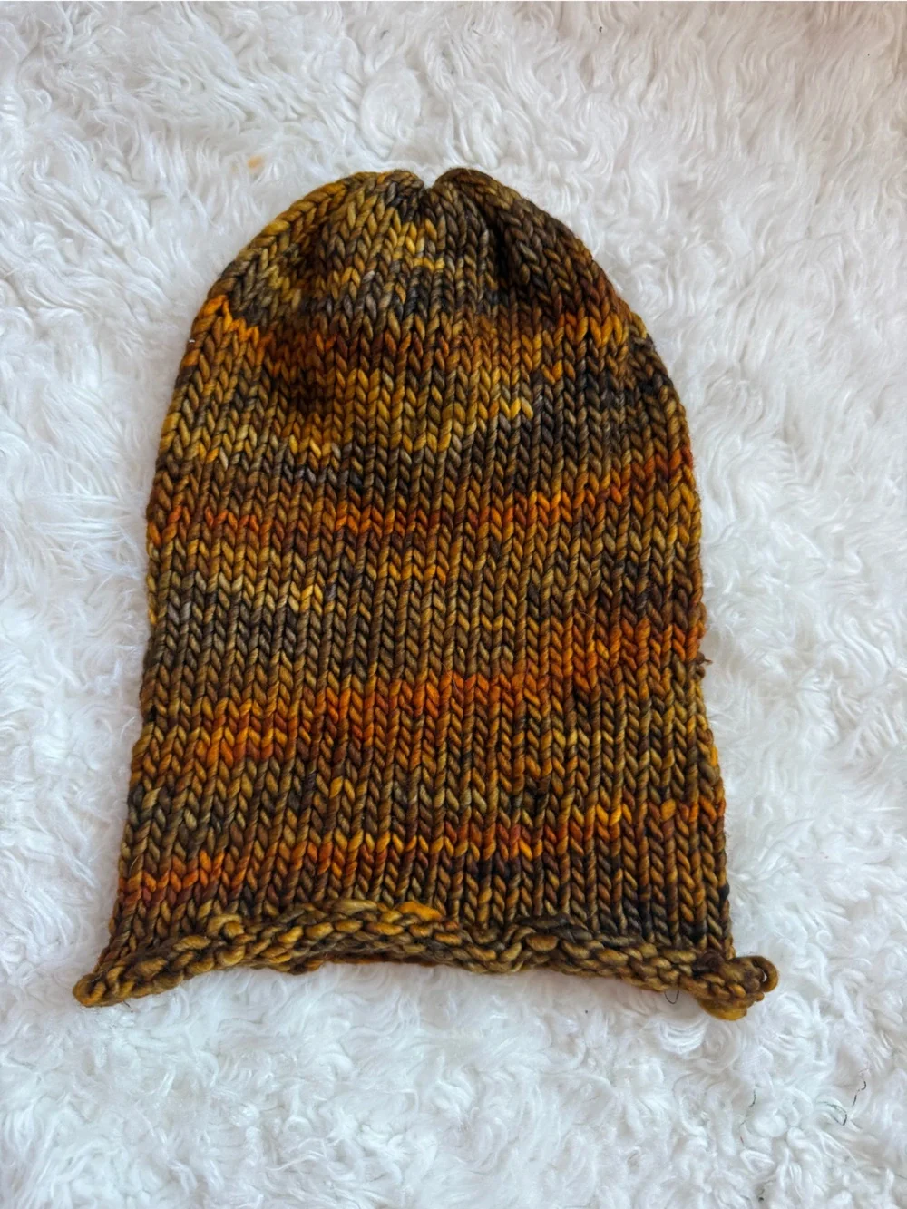 Handknit Beanie Handdyed Merino Wool - Fire’s Embers